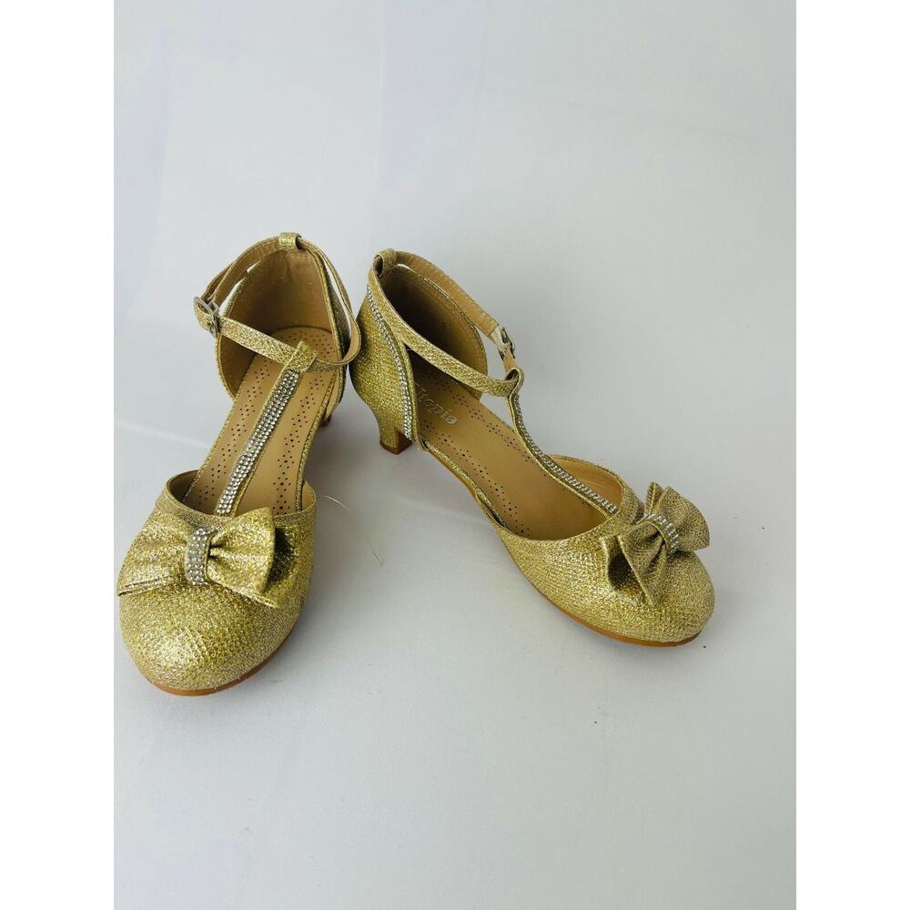 Utopia Girls’ Sandals with Heels, Stylish & Comfortable Shiny Gold, Size 3‎